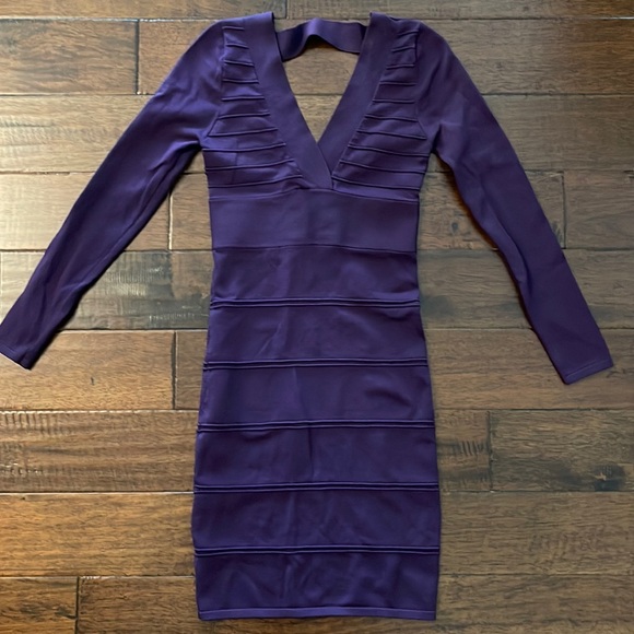 Arden B Purple Long Sleeve Dress - Picture 1 of 6